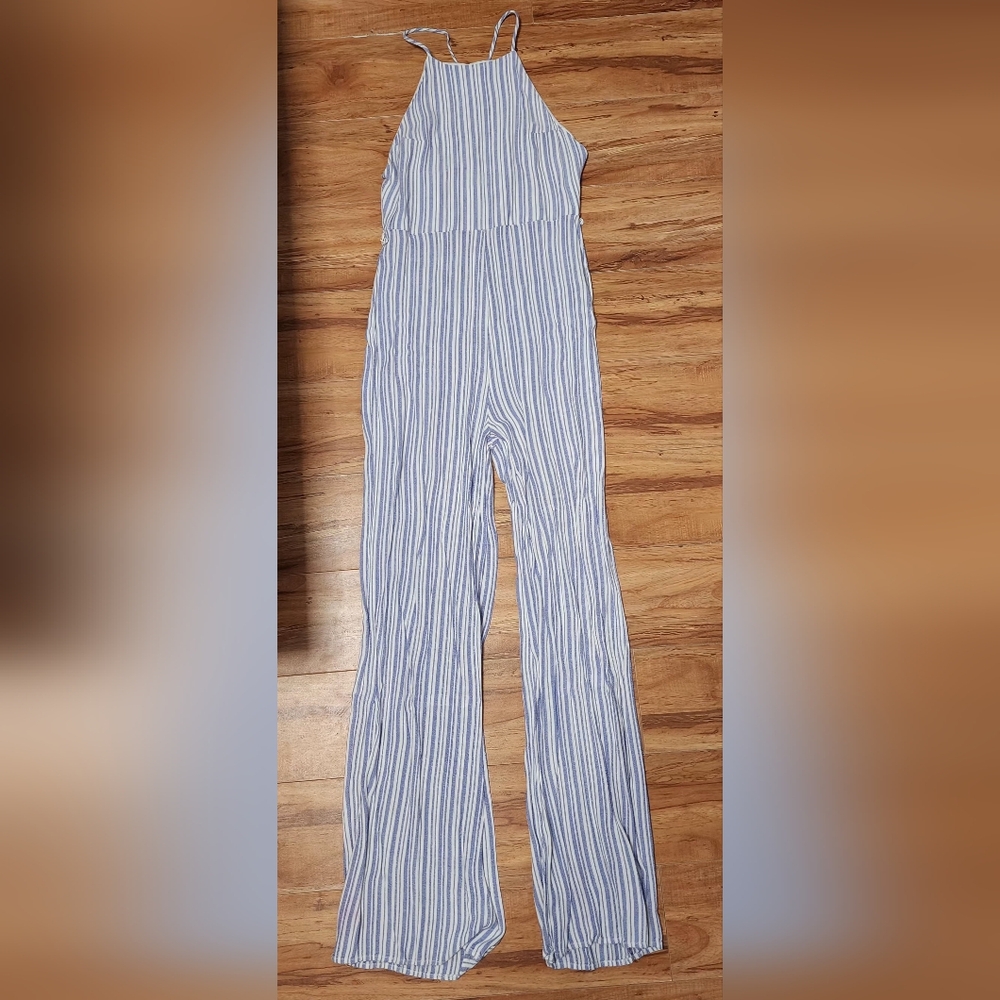 #008 Forever 21 Blue and White Striped Jumpsuit